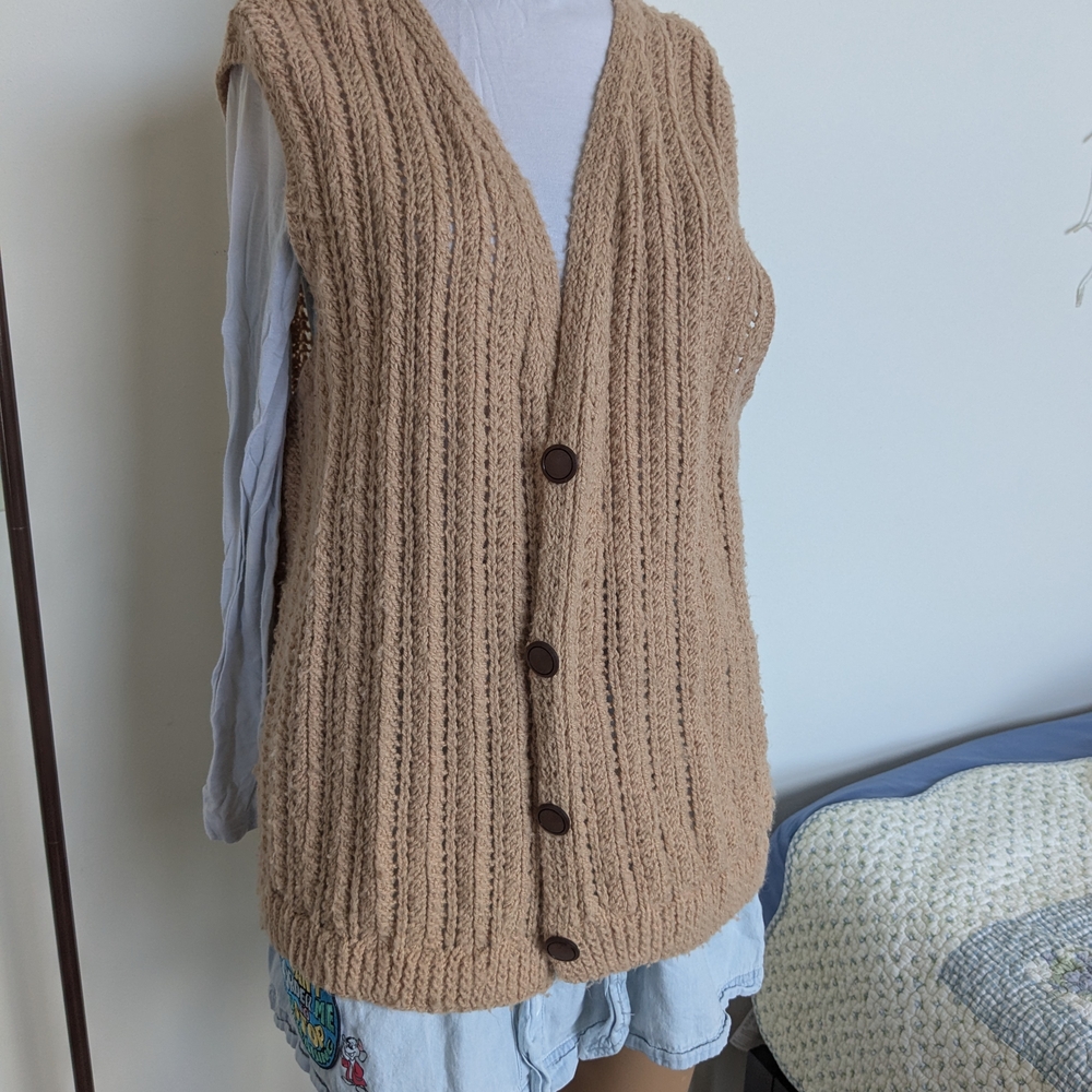 Women's Tan Knit Sweater Vest